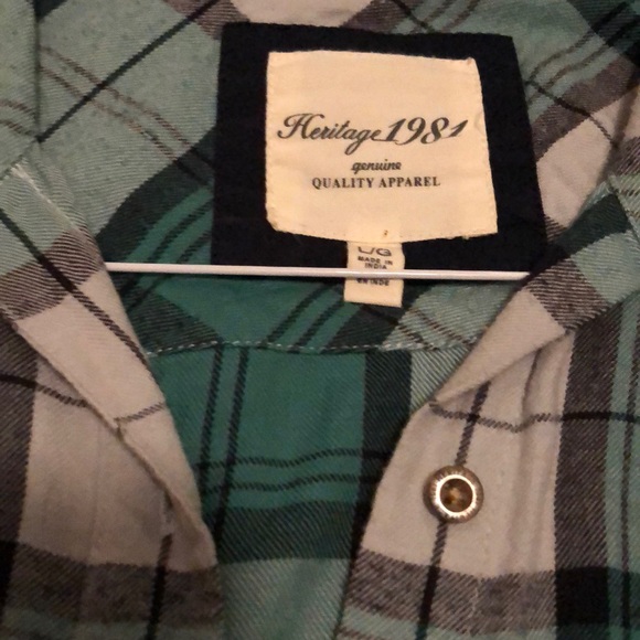 Turquoise and navy plaid shirt - Picture 2 of 2